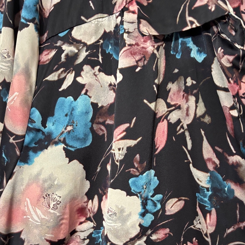 Torrid Floral Button Down Shirt - Black, Blue, Pink - Picture 8 of 8